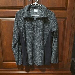 Gray and Black Herringbone Zip-Up Jacket